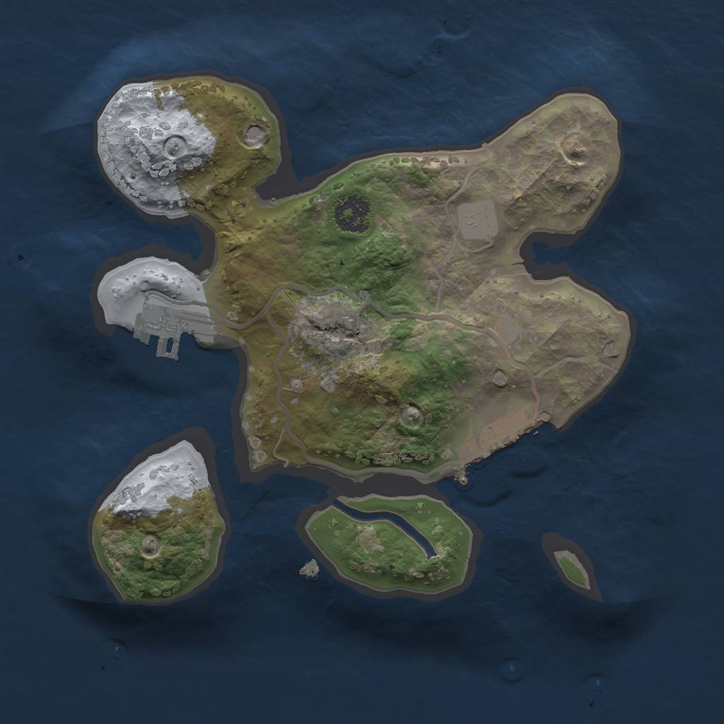 Rust Map: Procedural Map, Size: 2000, Seed: 55534, 5 Monuments