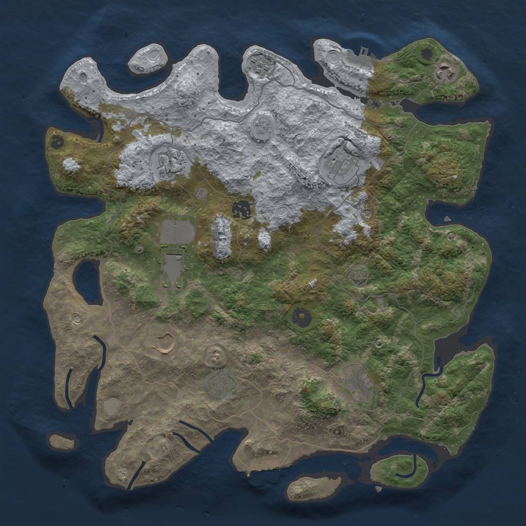 Rust Map: Procedural Map, Size: 4000, Seed: 60445301, 17 Monuments