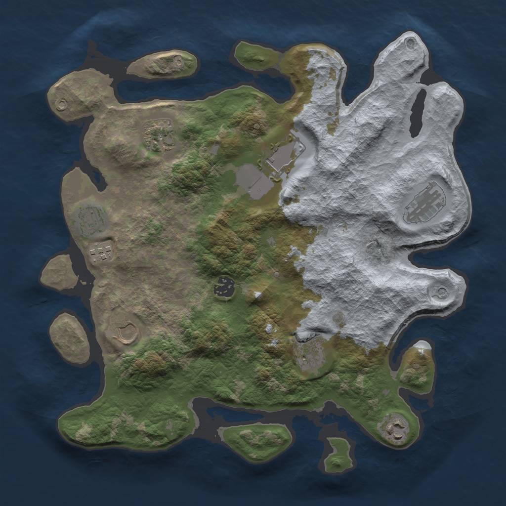 Rust Map: Barren, Size: 3600, Seed: 132, 12 Monuments