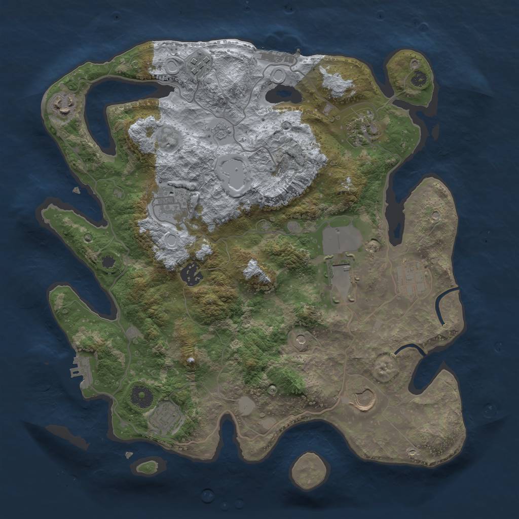 Rust Map: Procedural Map, Size: 3500, Seed: 378454572, 16 Monuments
