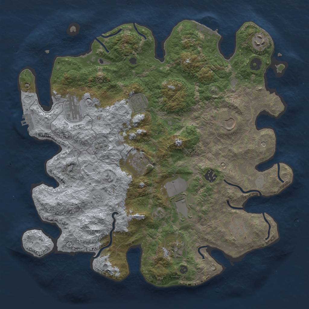 Rust Map: Procedural Map, Size: 3800, Seed: 1167887744, 17 Monuments