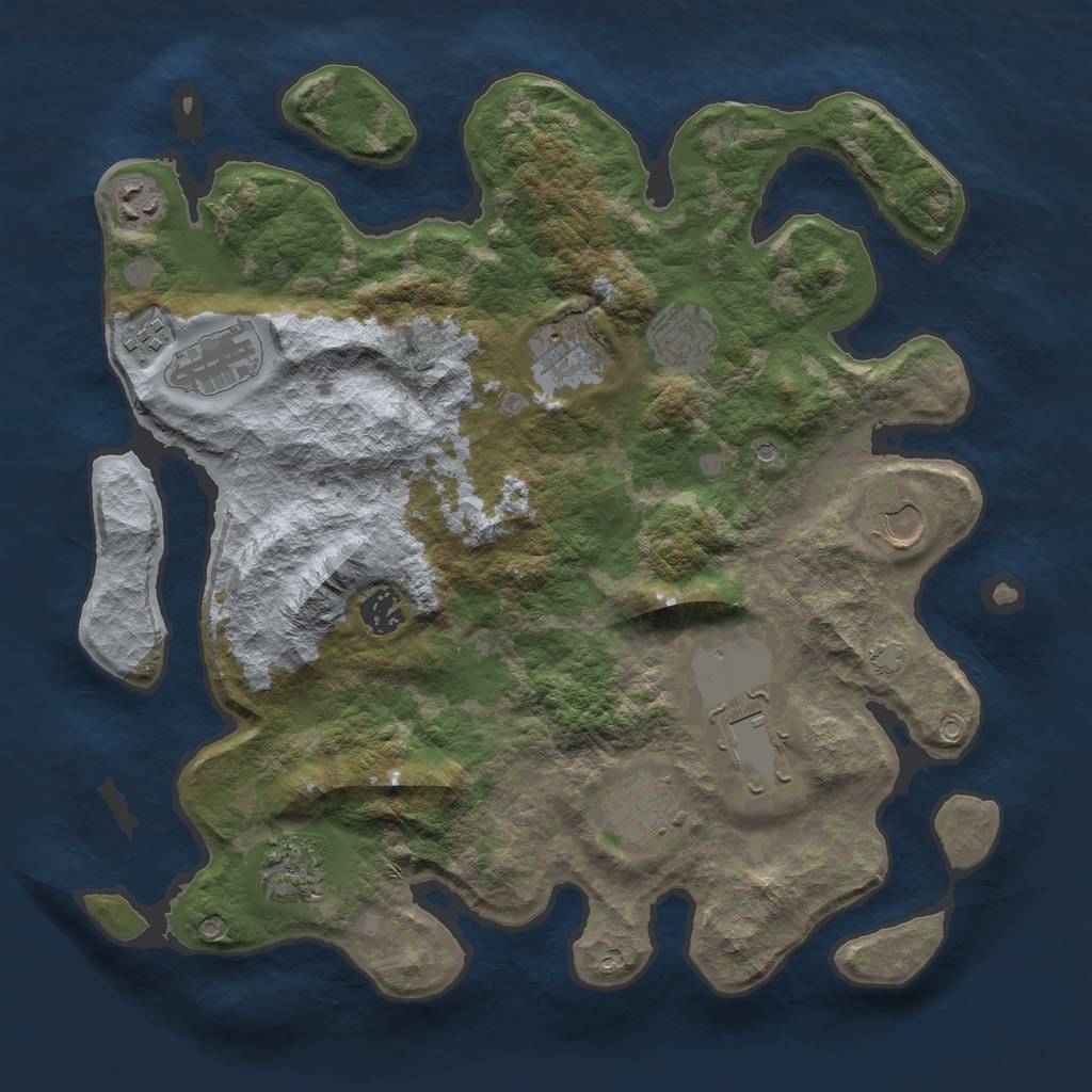 Rust Map: Barren, Size: 3700, Seed: 12355434, 14 Monuments