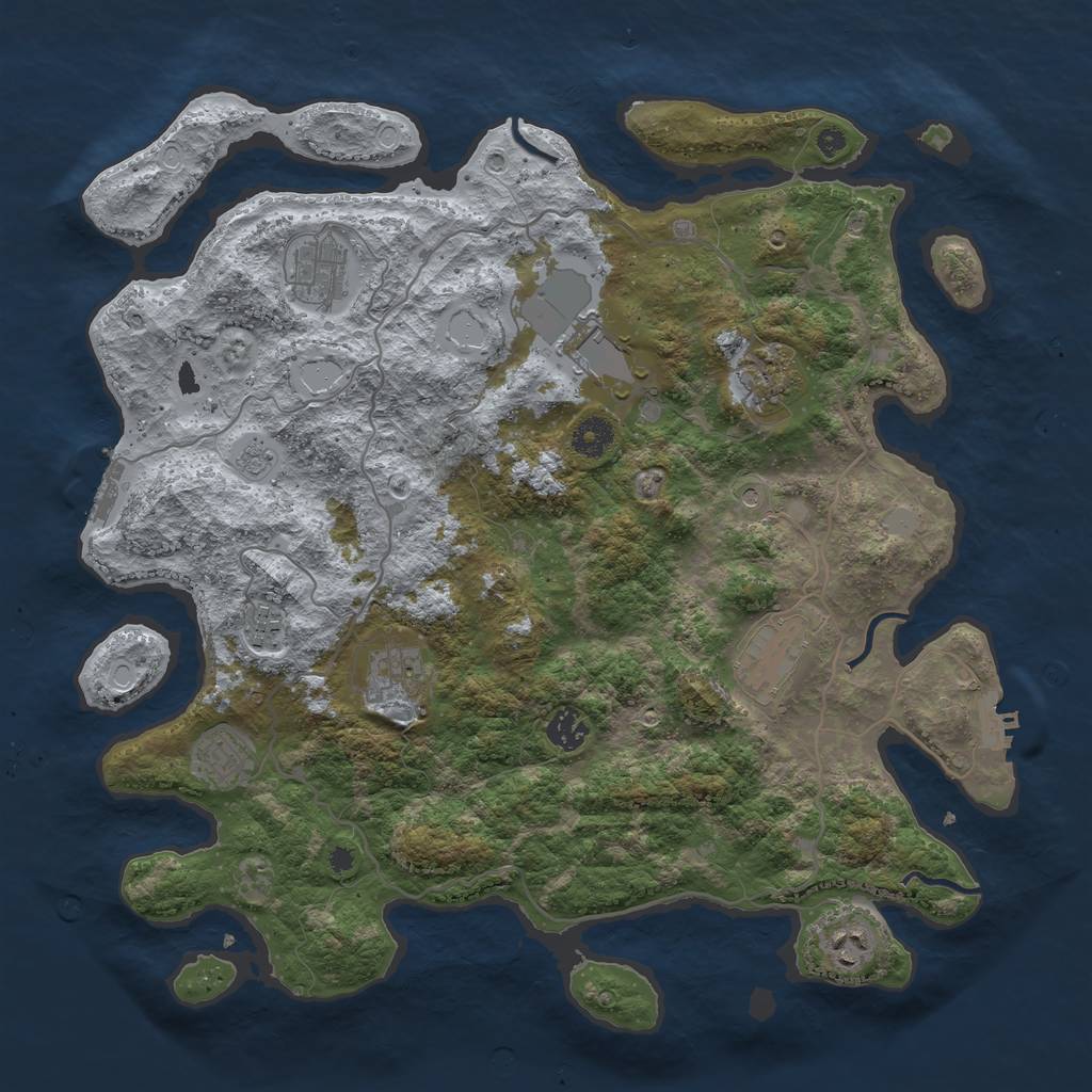 Rust Map: Procedural Map, Size: 4000, Seed: 400040004, 16 Monuments