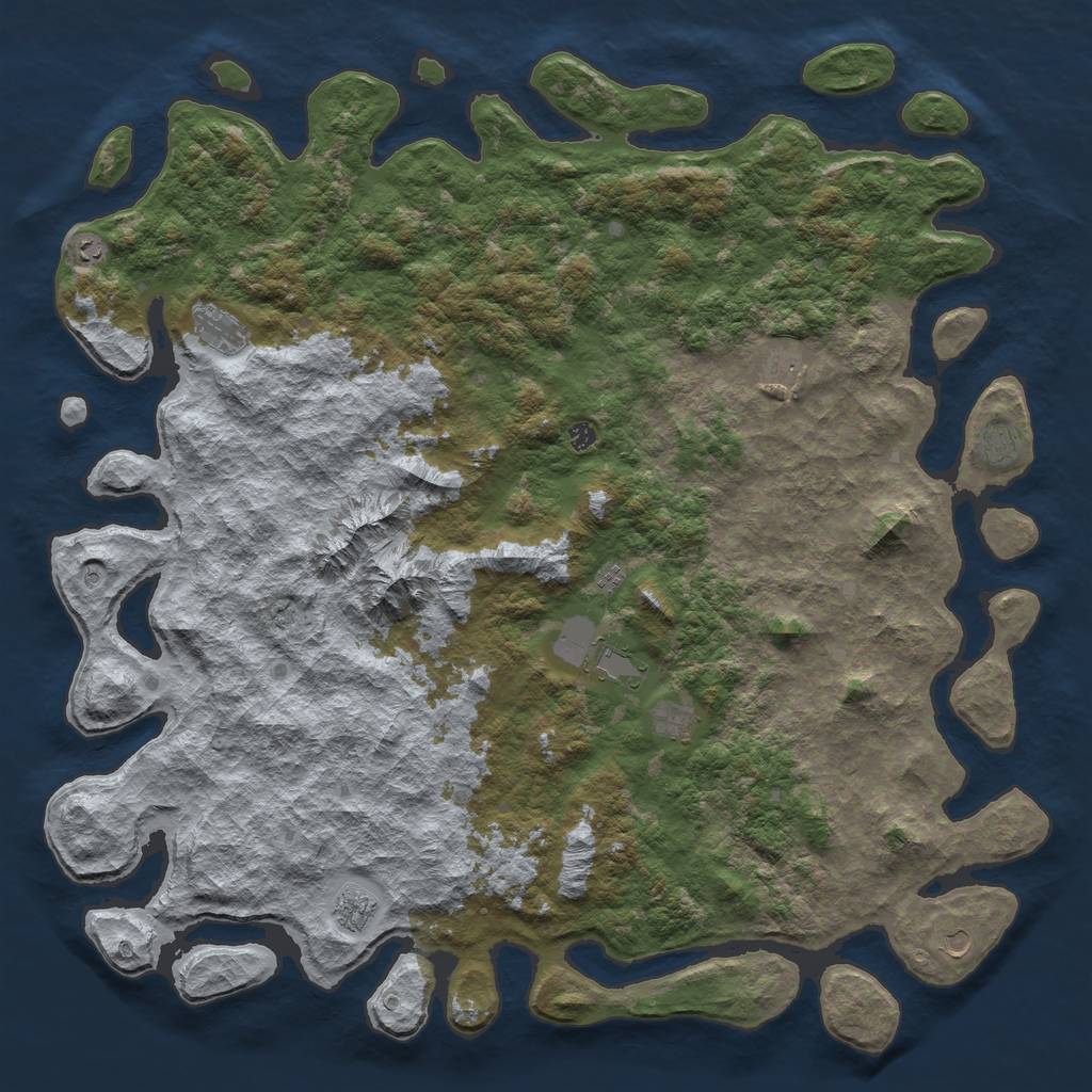 Rust Map: Barren, Size: 6000, Seed: 1222, 13 Monuments