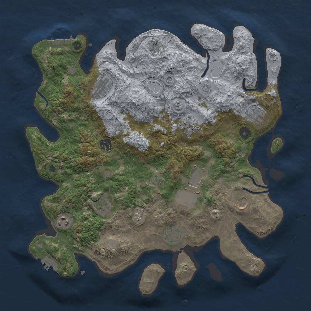 Rust Map: Procedural Map, Size: 3800, Seed: 44833976, 17 Monuments