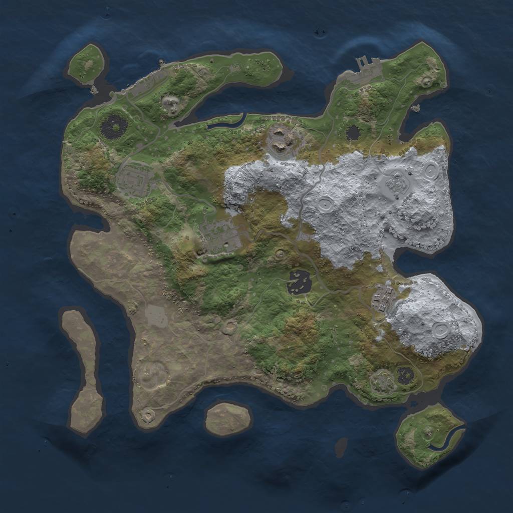 Rust Map: Procedural Map, Size: 3000, Seed: 487599, 12 Monuments