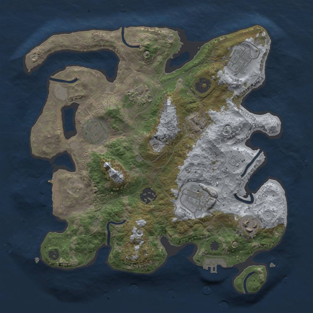 Rust Map: Procedural Map, Size: 3000, Seed: 2064203076, 13 Monuments