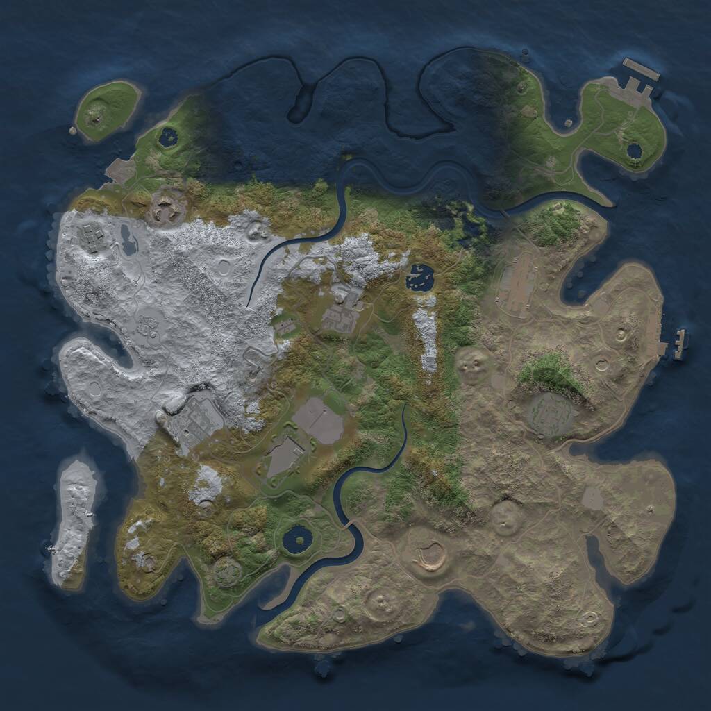 Rust Map: Procedural Map, Size: 3750, Seed: 1994, 15 Monuments