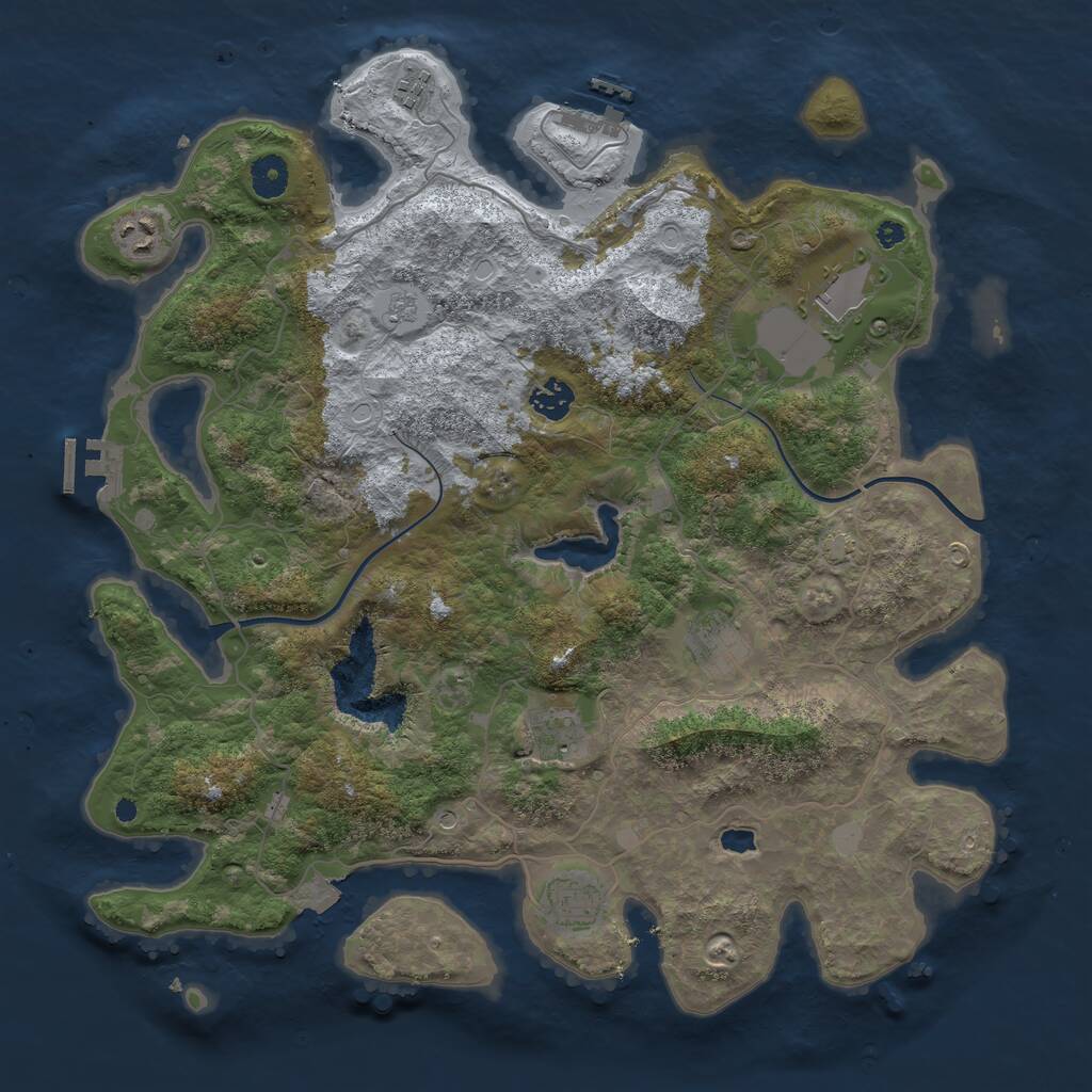 Rust Map: Procedural Map, Size: 4000, Seed: 1336839345, 13 Monuments