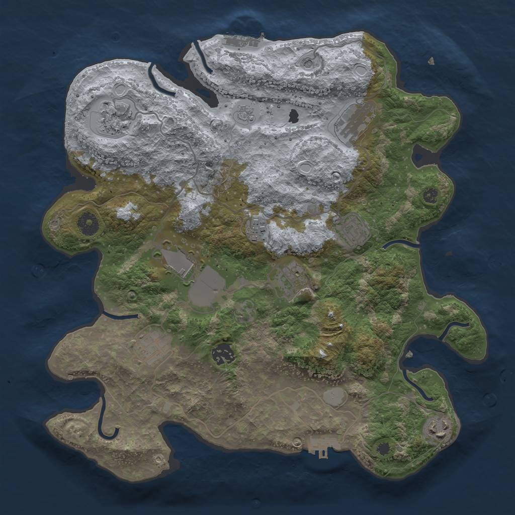 Rust Map: Procedural Map, Size: 3500, Seed: 184921726, 16 Monuments