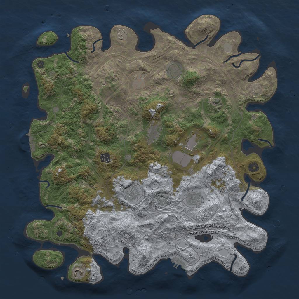 Rust Map: Procedural Map, Size: 4300, Seed: 1209882209, 17 Monuments