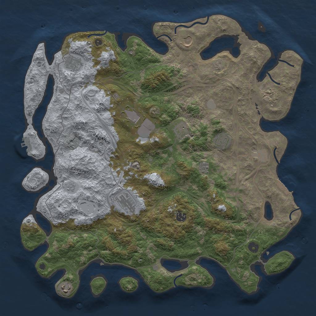 Rust Map: Procedural Map, Size: 4500, Seed: 1109427007, 18 Monuments