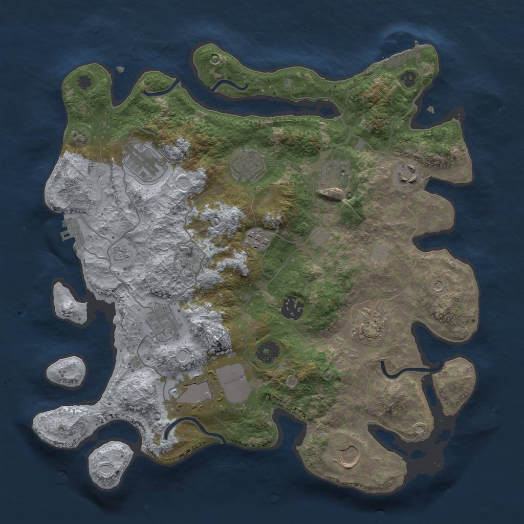 Rust Map: Procedural Map, Size: 3500, Seed: 50143103, 17 Monuments