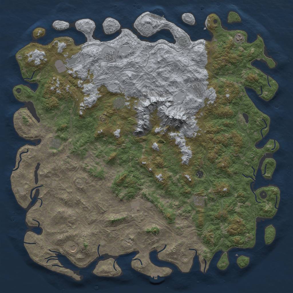 Rust Map: Procedural Map, Size: 6000, Seed: 59960906, 18 Monuments