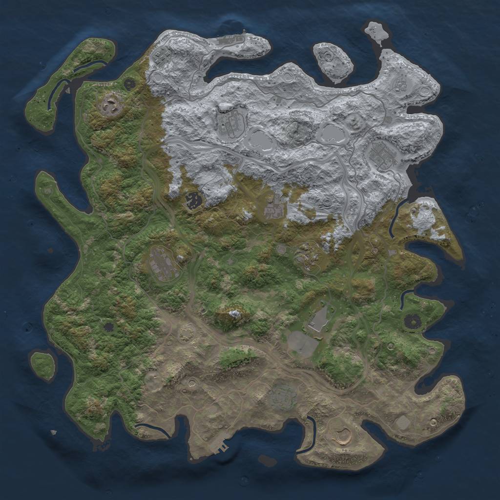 Rust Map: Procedural Map, Size: 4500, Seed: 20011, 19 Monuments