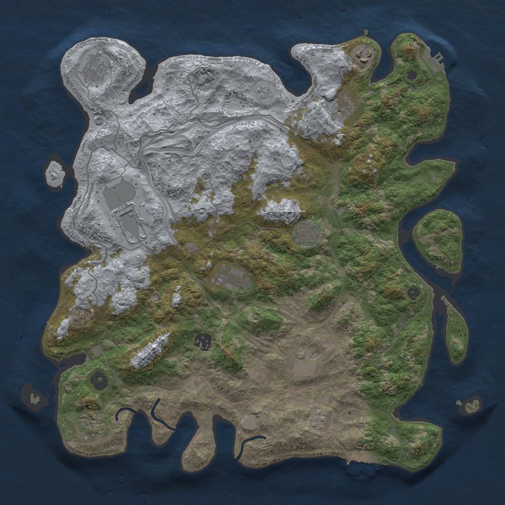 Rust Map: Procedural Map, Size: 4250, Seed: 10736, 17 Monuments