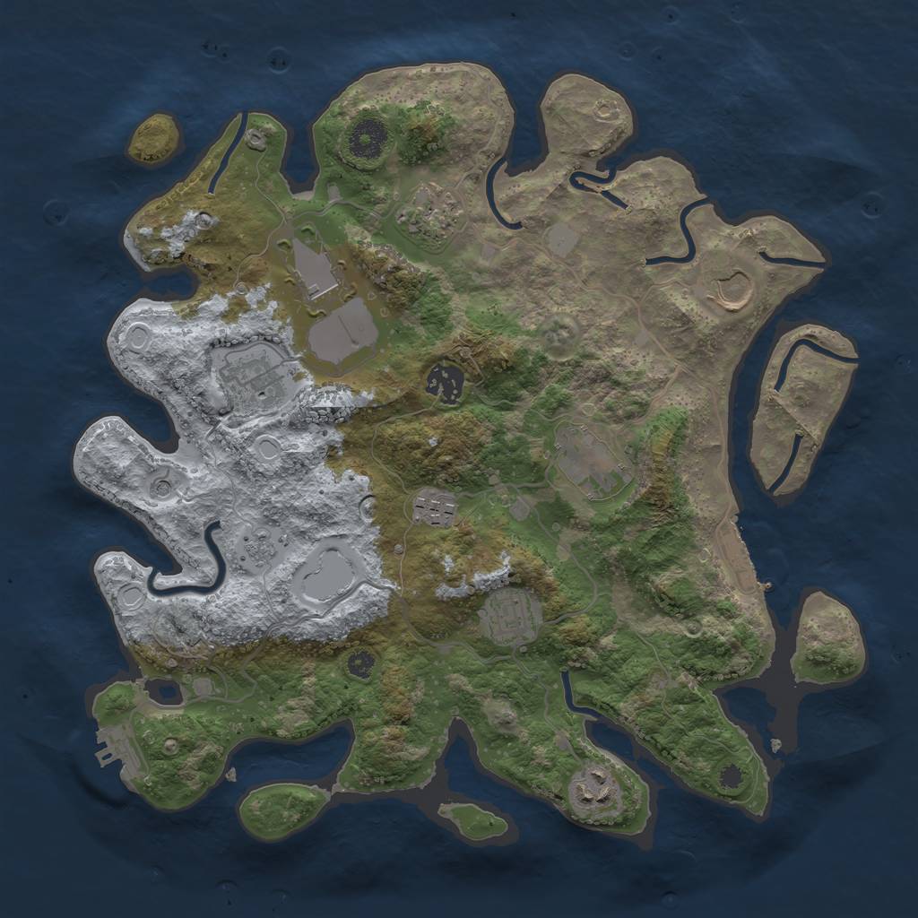 Rust Map: Procedural Map, Size: 3500, Seed: 98655359, 16 Monuments