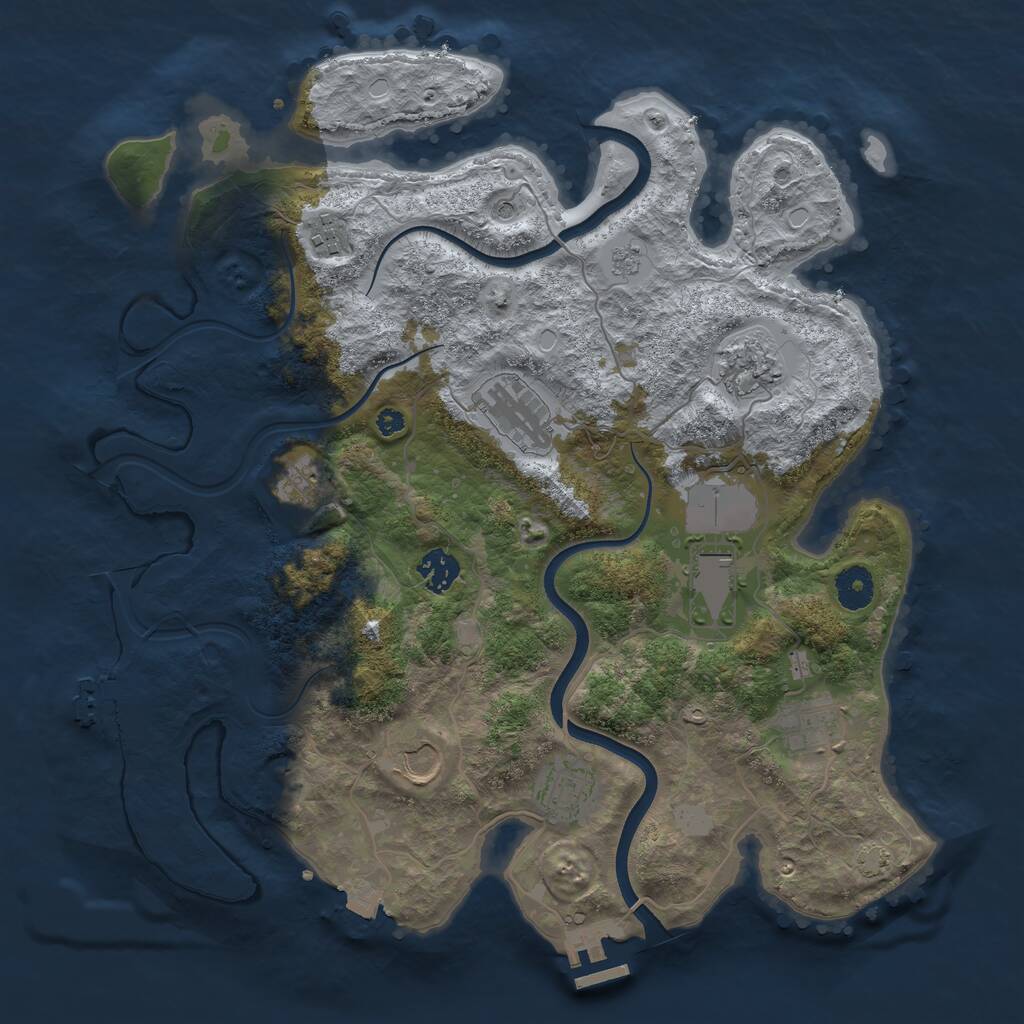 Rust Map: Procedural Map, Size: 3750, Seed: 6854684, 15 Monuments