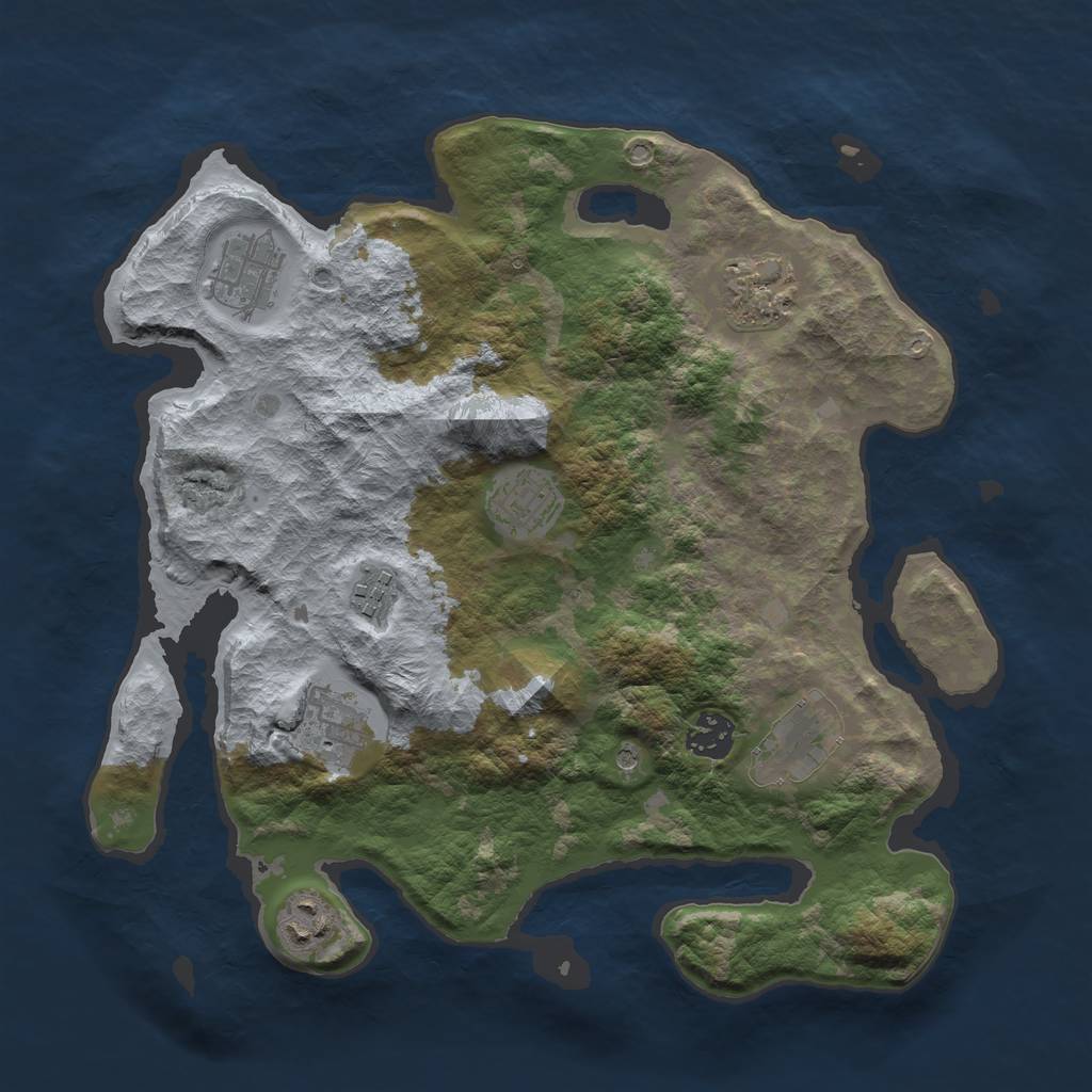 Rust Map: Barren, Size: 3400, Seed: 12433, 11 Monuments