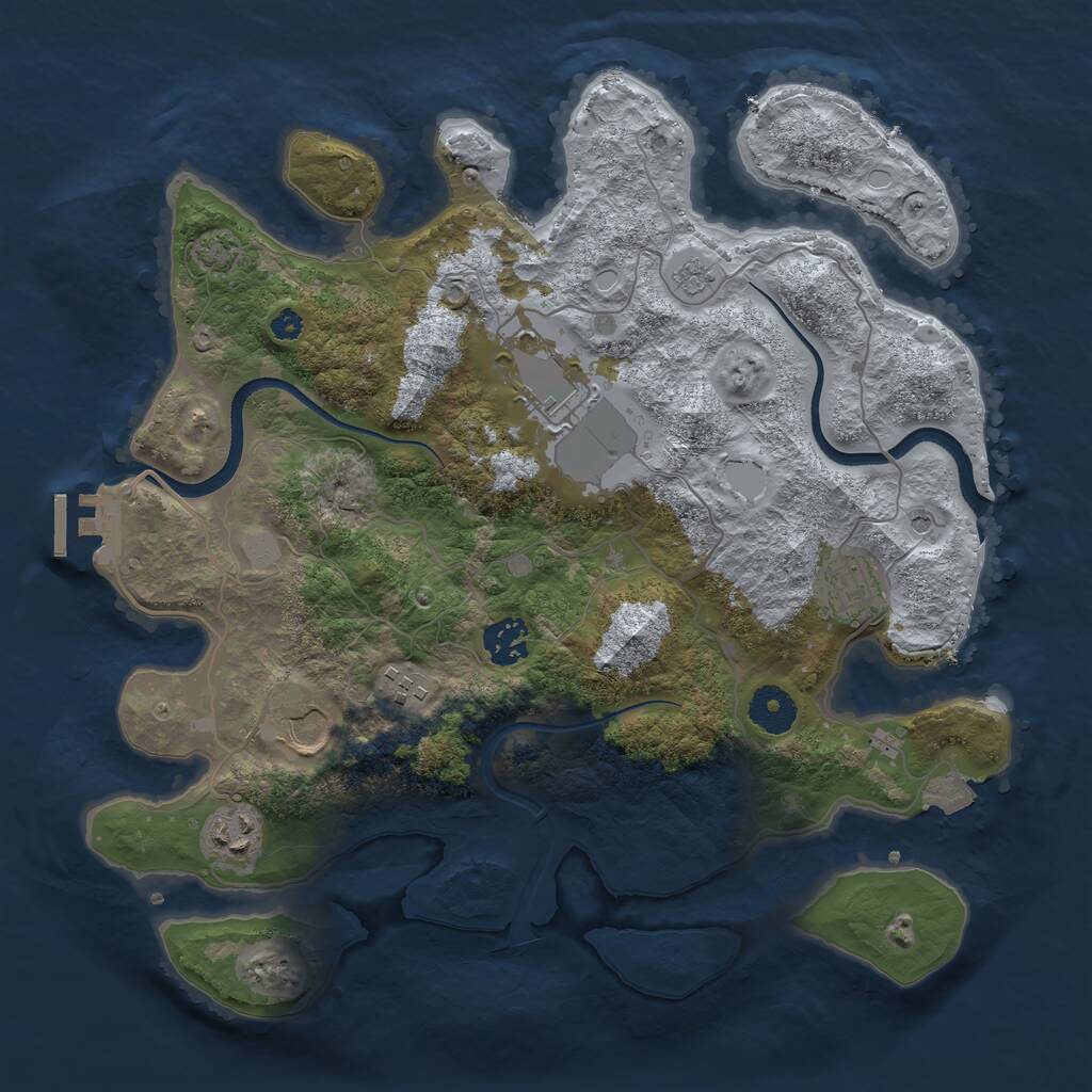 Rust Map: Procedural Map, Size: 3500, Seed: 162546175, 11 Monuments