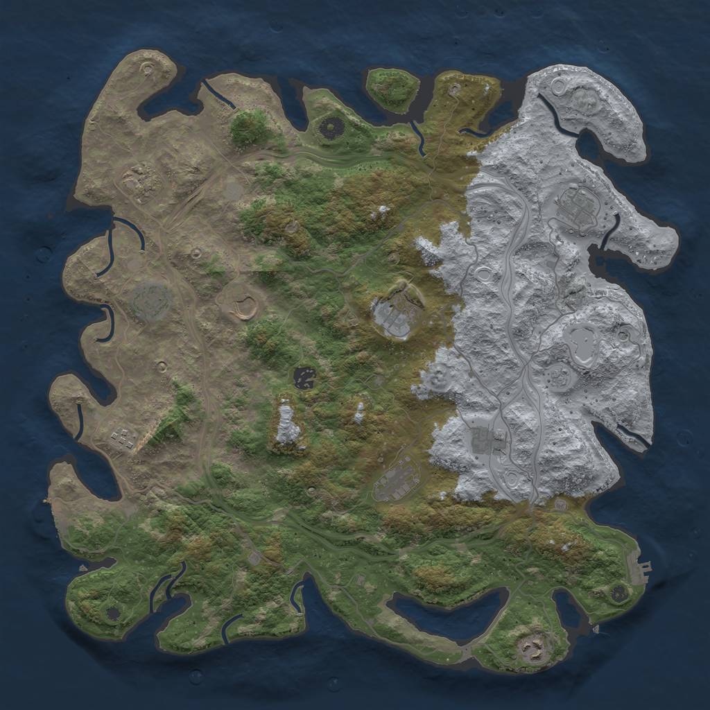 Rust Map: Procedural Map, Size: 4500, Seed: 4219, 17 Monuments