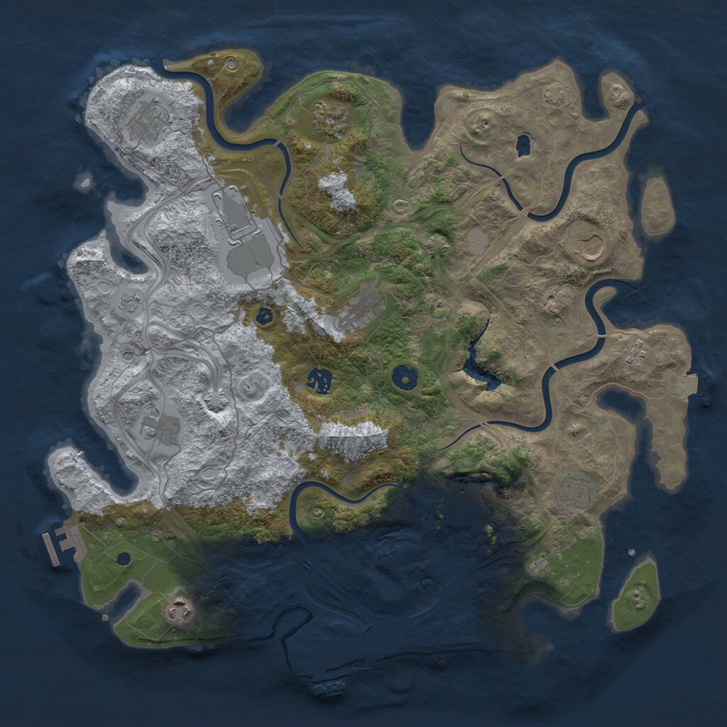 Rust Map: Procedural Map, Size: 4250, Seed: 44370404, 17 Monuments