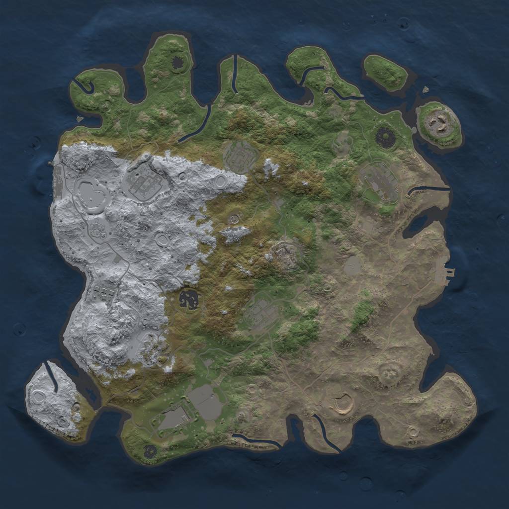 Rust Map: Procedural Map, Size: 3750, Seed: 205318937, 17 Monuments
