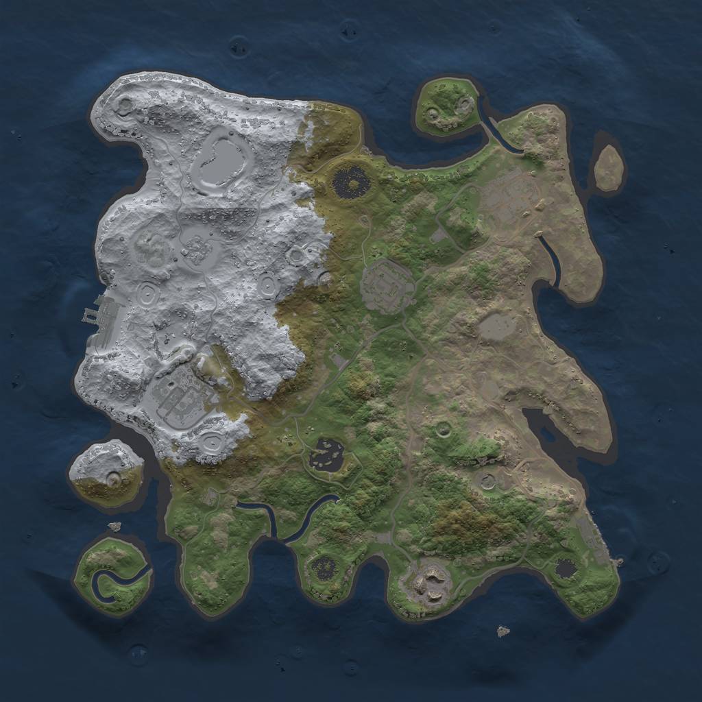 Rust Map: Procedural Map, Size: 3000, Seed: 1720378204, 12 Monuments