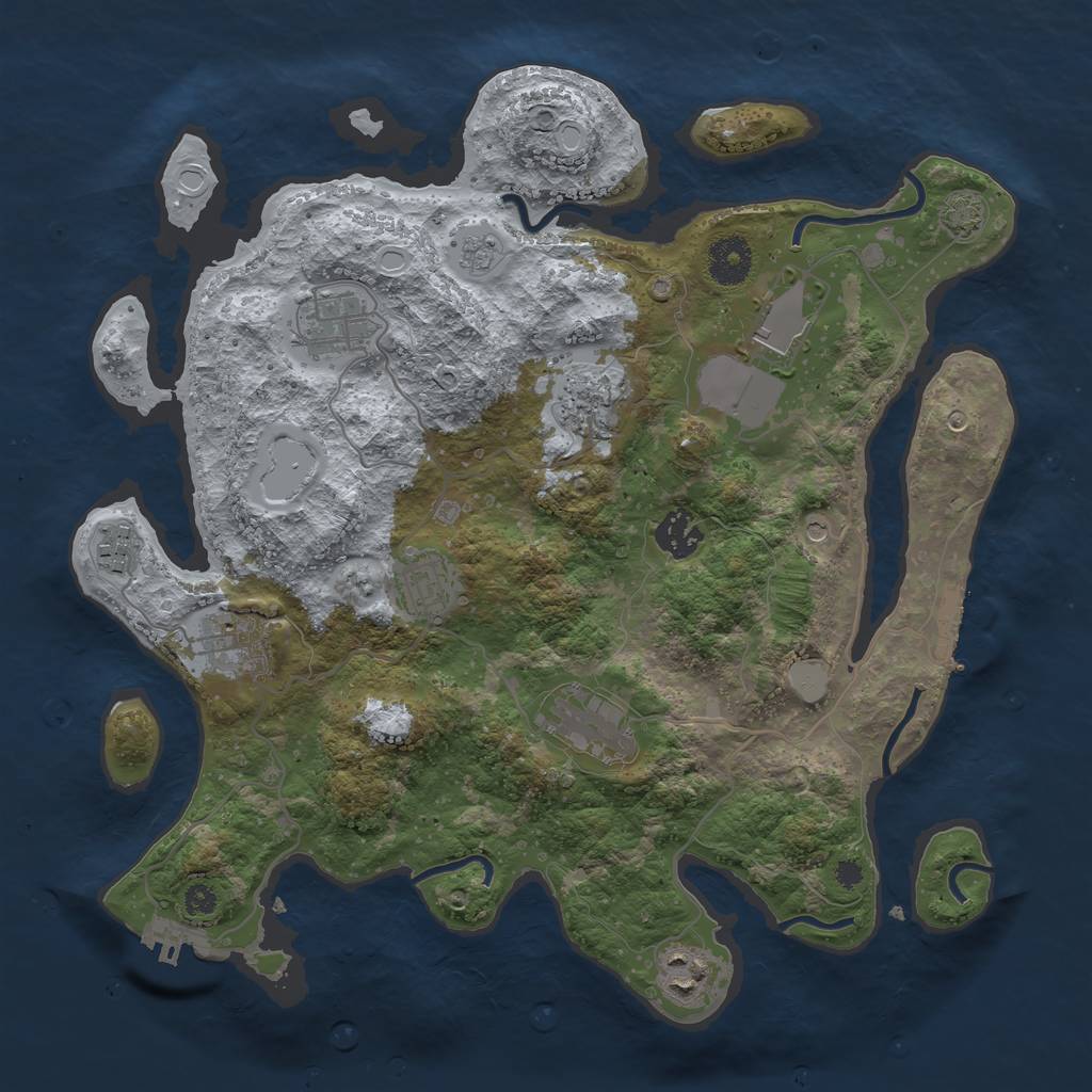 Rust Map: Procedural Map, Size: 3500, Seed: 415981539, 17 Monuments