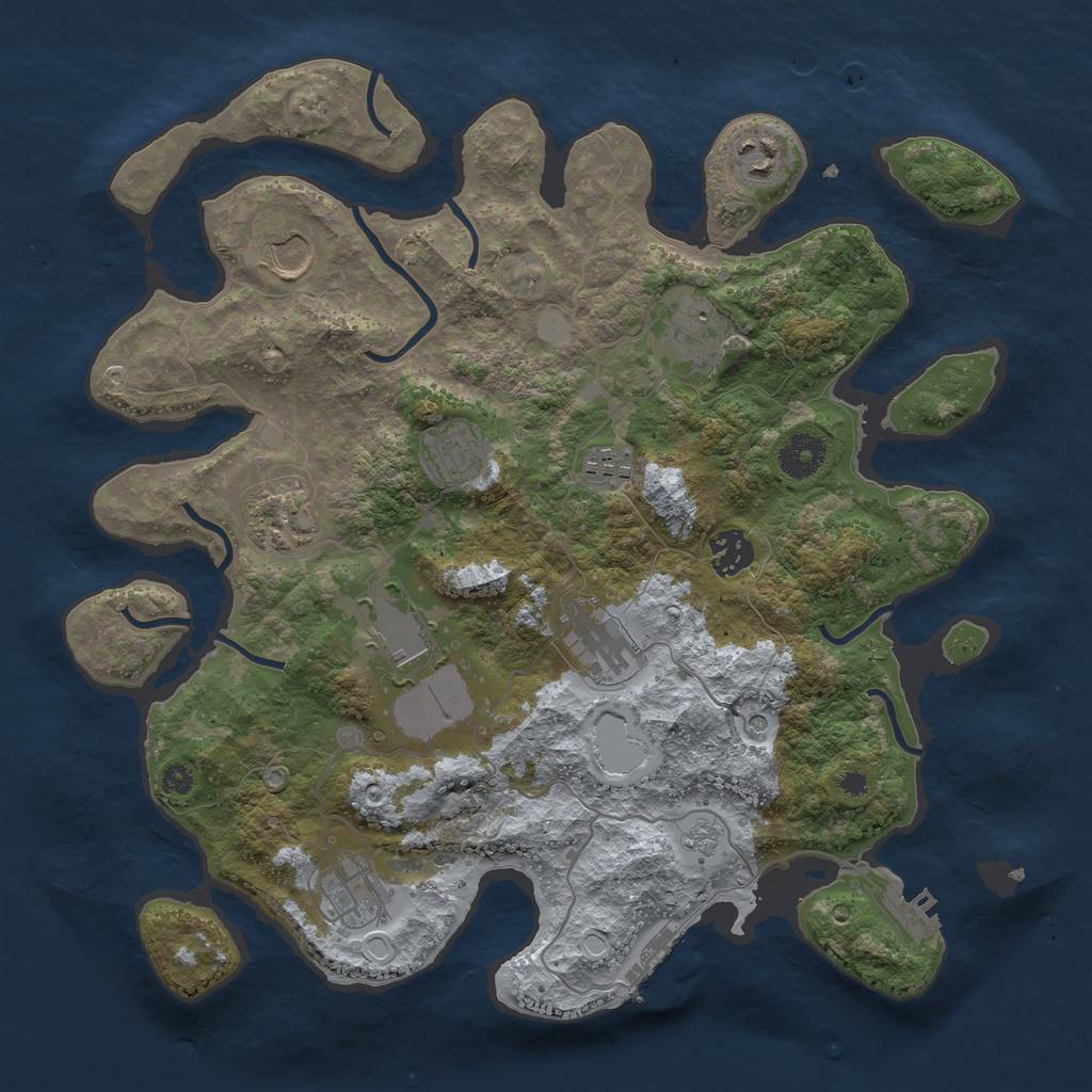 Rust Map: Procedural Map, Size: 3600, Seed: 12803, 17 Monuments
