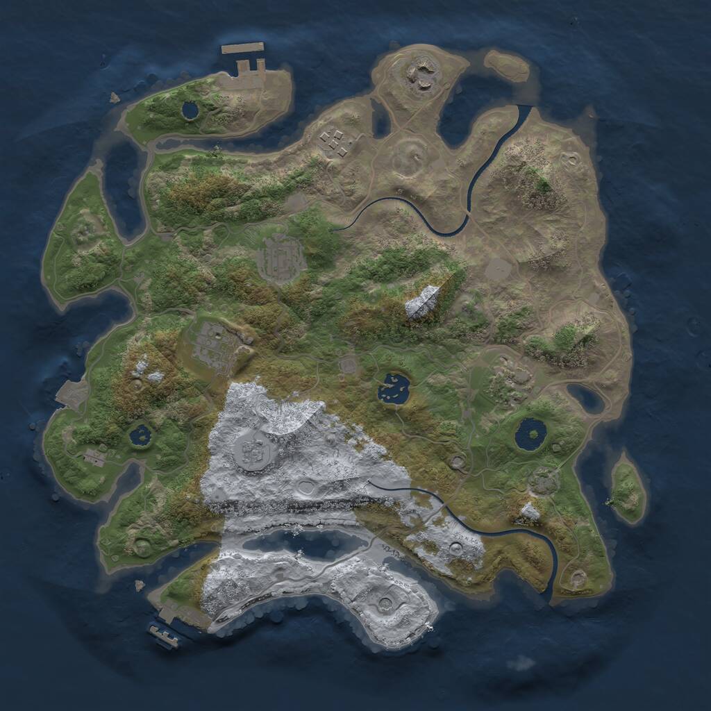 Rust Map: Procedural Map, Size: 3400, Seed: 1134402228, 12 Monuments