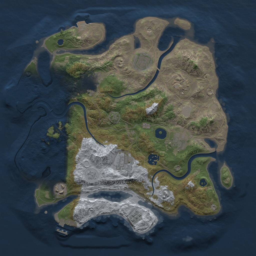 Rust Map: Procedural Map, Size: 3400, Seed: 1134402228, 14 Monuments