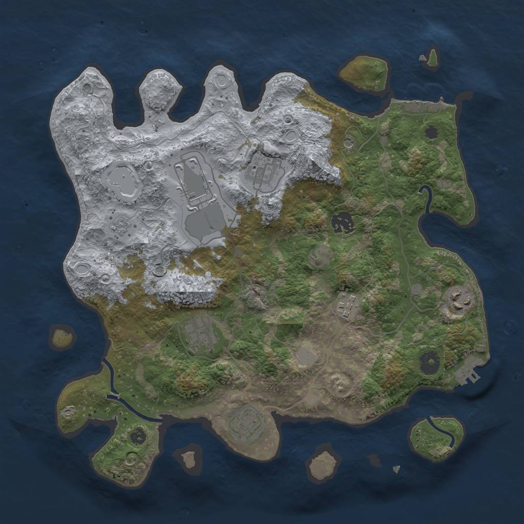 Rust Map: Procedural Map, Size: 3500, Seed: 396703610, 14 Monuments