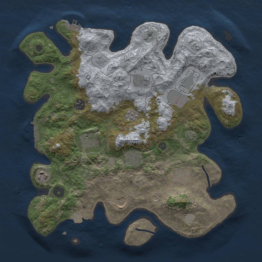 Rust Map: Procedural Map, Size: 3500, Seed: 434525058, 17 Monuments