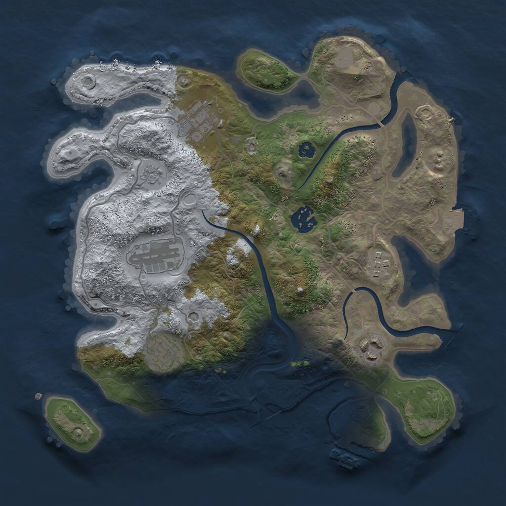 Rust Map: Procedural Map, Size: 3000, Seed: 185330, 10 Monuments