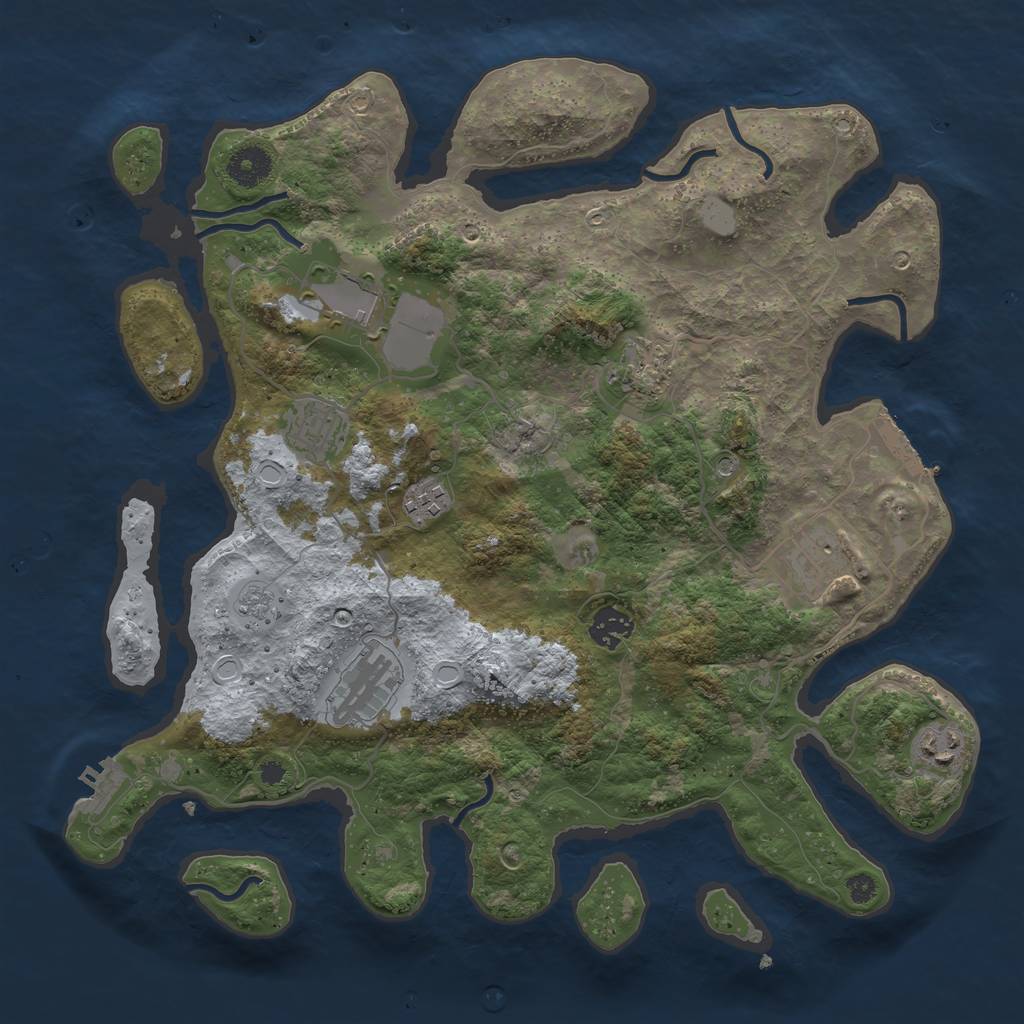Rust Map: Procedural Map, Size: 3700, Seed: 851179653, 15 Monuments