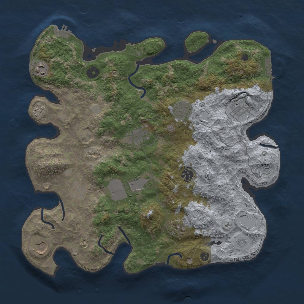 Rust Map: Procedural Map, Size: 3700, Seed: 621105907, 17 Monuments