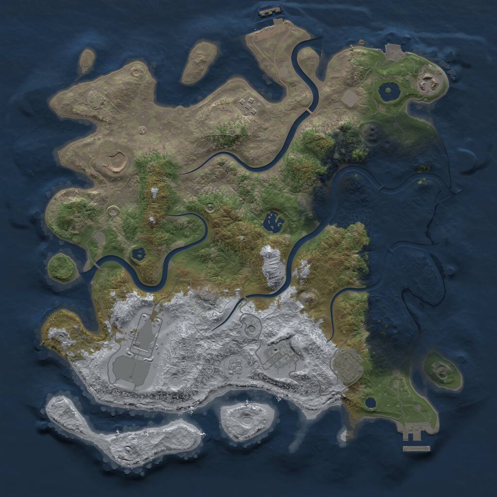 Rust Map: Procedural Map, Size: 3700, Seed: 828775180, 13 Monuments