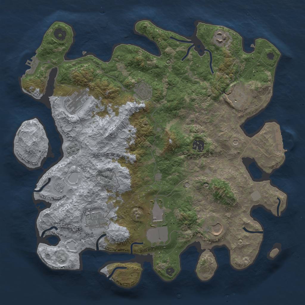 Rust Map: Procedural Map, Size: 3700, Seed: 1825044357, 16 Monuments