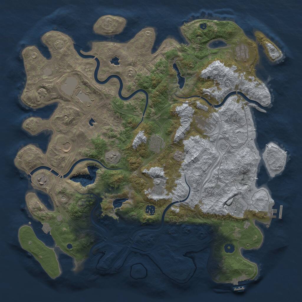 Rust Map: Procedural Map, Size: 4500, Seed: 332354695, 16 Monuments