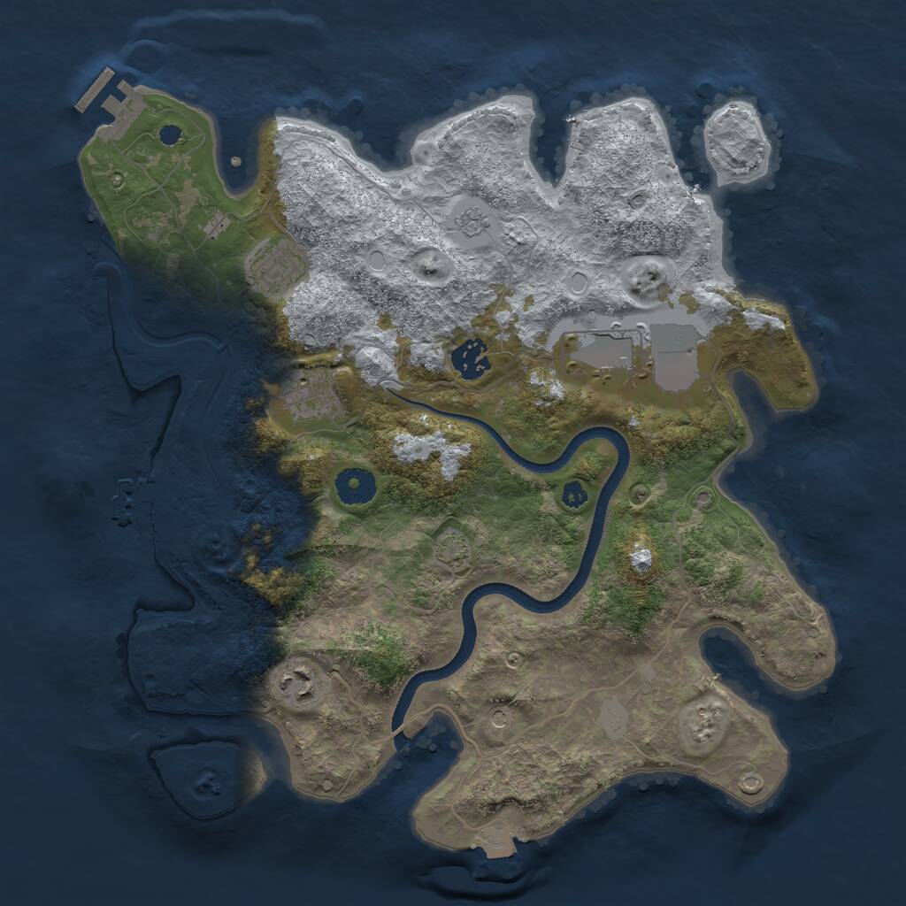 Rust Map: Procedural Map, Size: 3500, Seed: 1425328647, 11 Monuments
