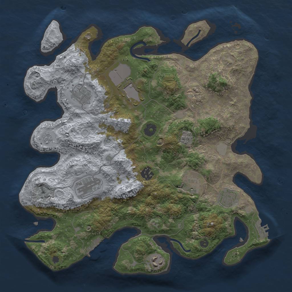 Rust Map: Procedural Map, Size: 3500, Seed: 652407132, 16 Monuments