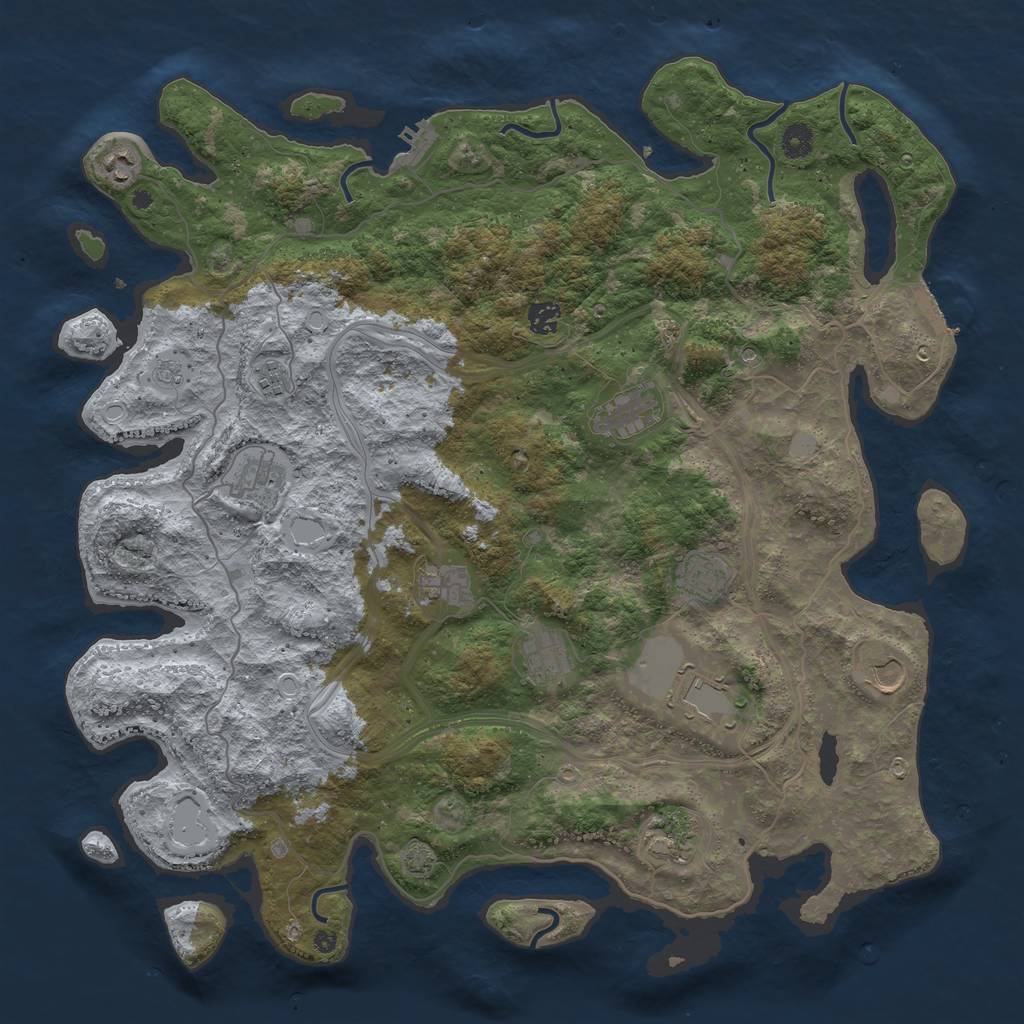 Rust Map: Procedural Map, Size: 4500, Seed: 51876557, 19 Monuments