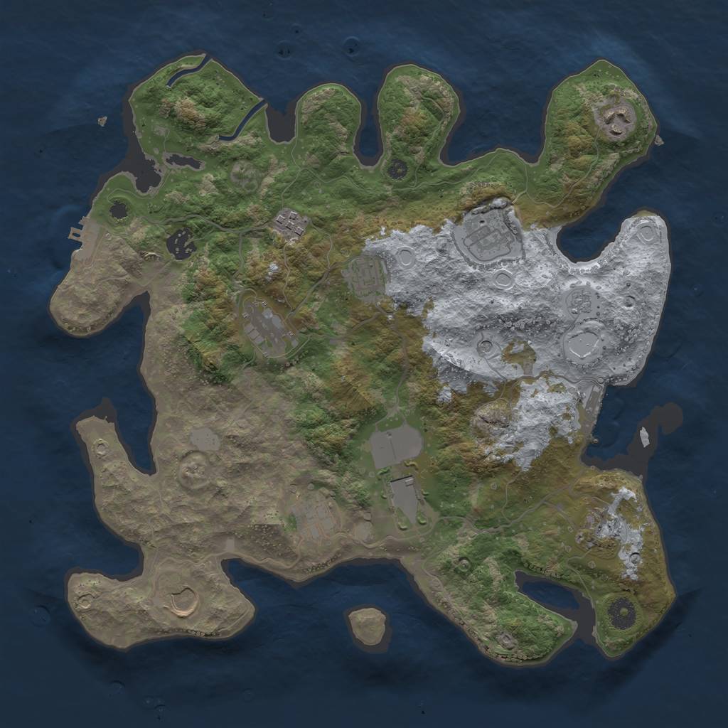 Rust Map: Procedural Map, Size: 3700, Seed: 59627089, 17 Monuments