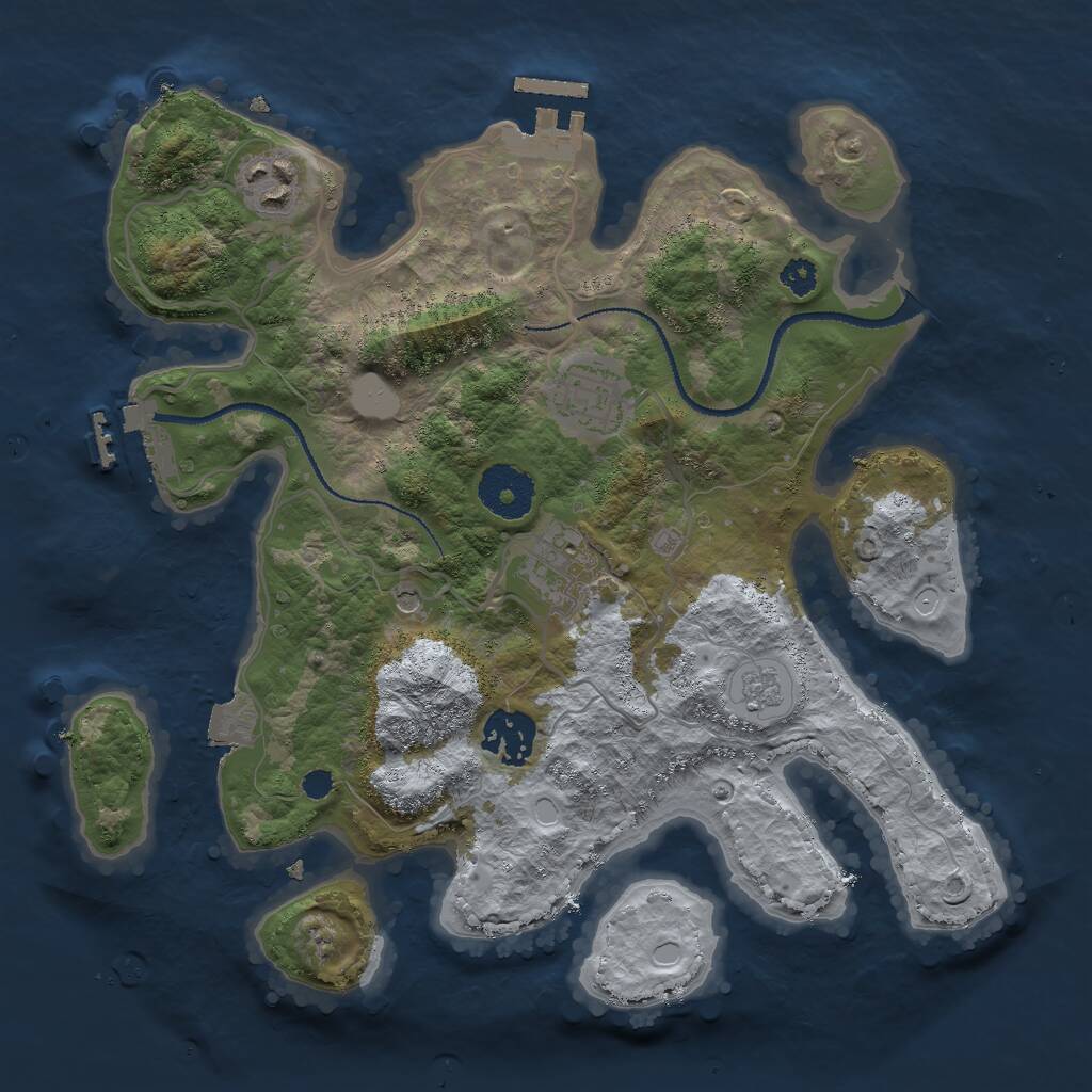 Rust Map: Procedural Map, Size: 3000, Seed: 401678213, 9 Monuments