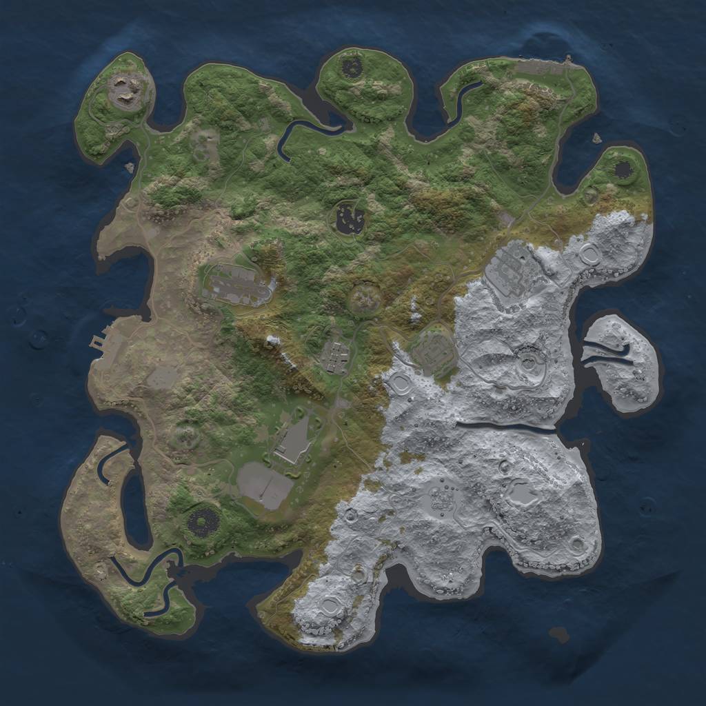 Rust Map: Procedural Map, Size: 3500, Seed: 410950108, 14 Monuments