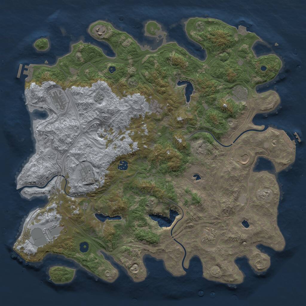 Rust Map: Procedural Map, Size: 4500, Seed: 2128115172, 16 Monuments