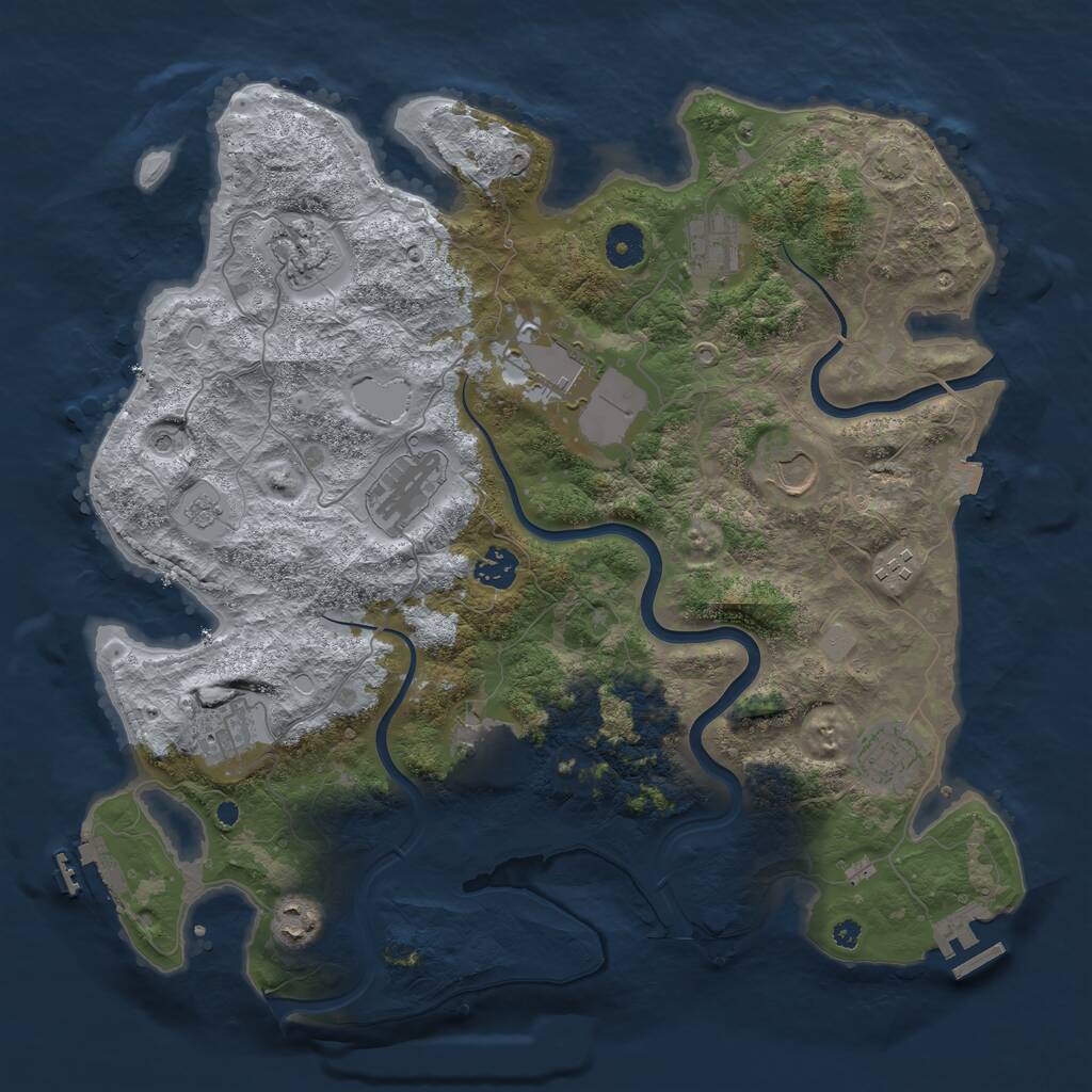 Rust Map: Procedural Map, Size: 3900, Seed: 91644212, 17 Monuments