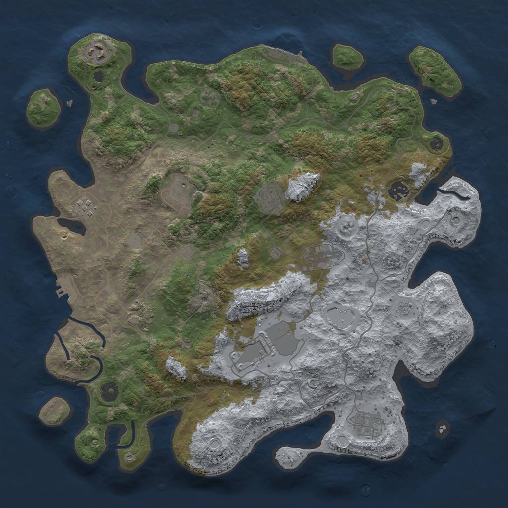 Rust Map: Procedural Map, Size: 4000, Seed: 612969026, 16 Monuments