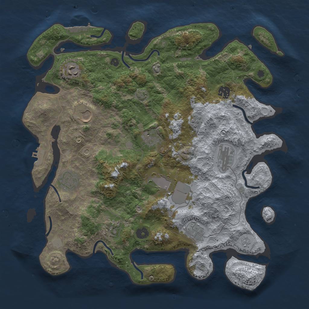 Rust Map: Procedural Map, Size: 3800, Seed: 56082889, 18 Monuments